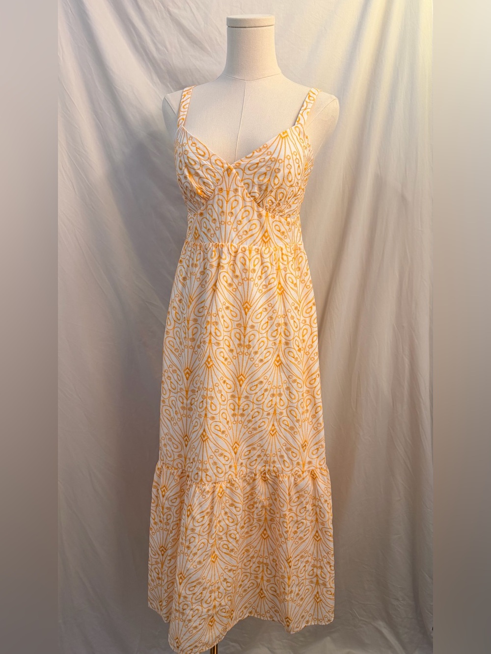 LOFT Yellow Embroidered Cutout Midi Dress Petite |  Brunch Summer Dress